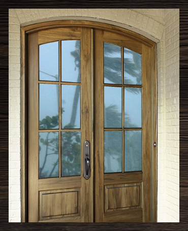 TIFFANY 6-LITE TDL ARCH TOP MAHOGANY DOUBLE ENTRY DOOR WITH CLEAR...