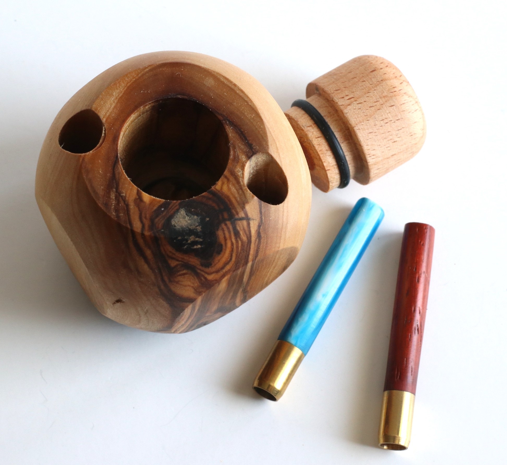 Olive Wood Tabletop Dugout- One Hitter Stash Box- Smoker’s Gift-Apple Shaped Dugout