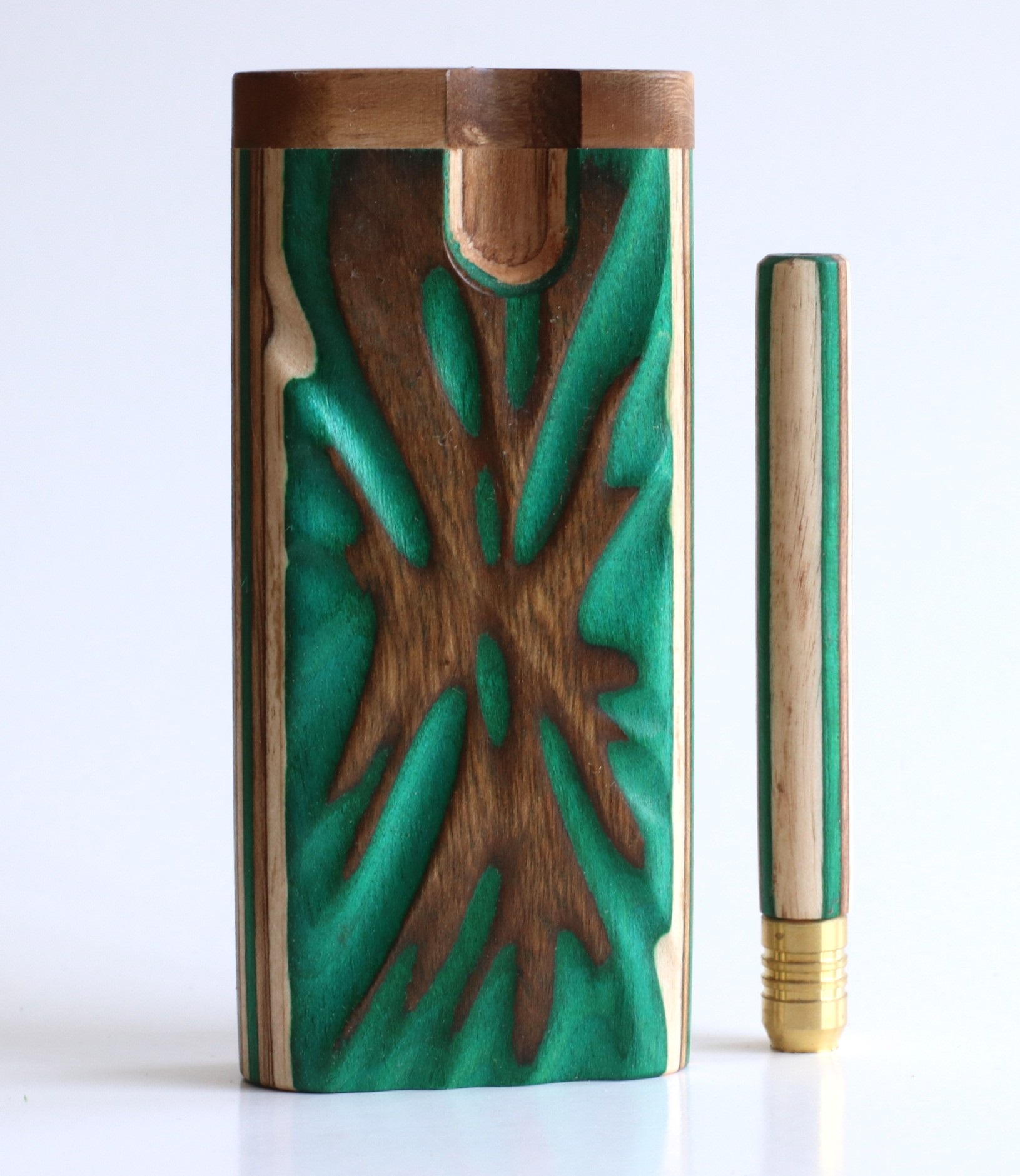 4" Swivel Lid Etched Rainbow Dugouts & Pipes-One of a Kind