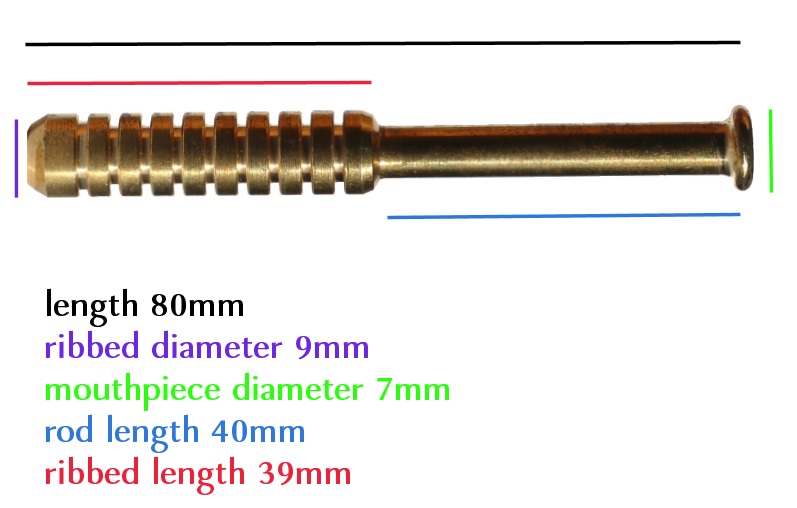 3" Brass One Hitter Pipe-Ribbed Old School Classic for 4" Dugouts - 3' Ribbed Brass One Hitter Pipe