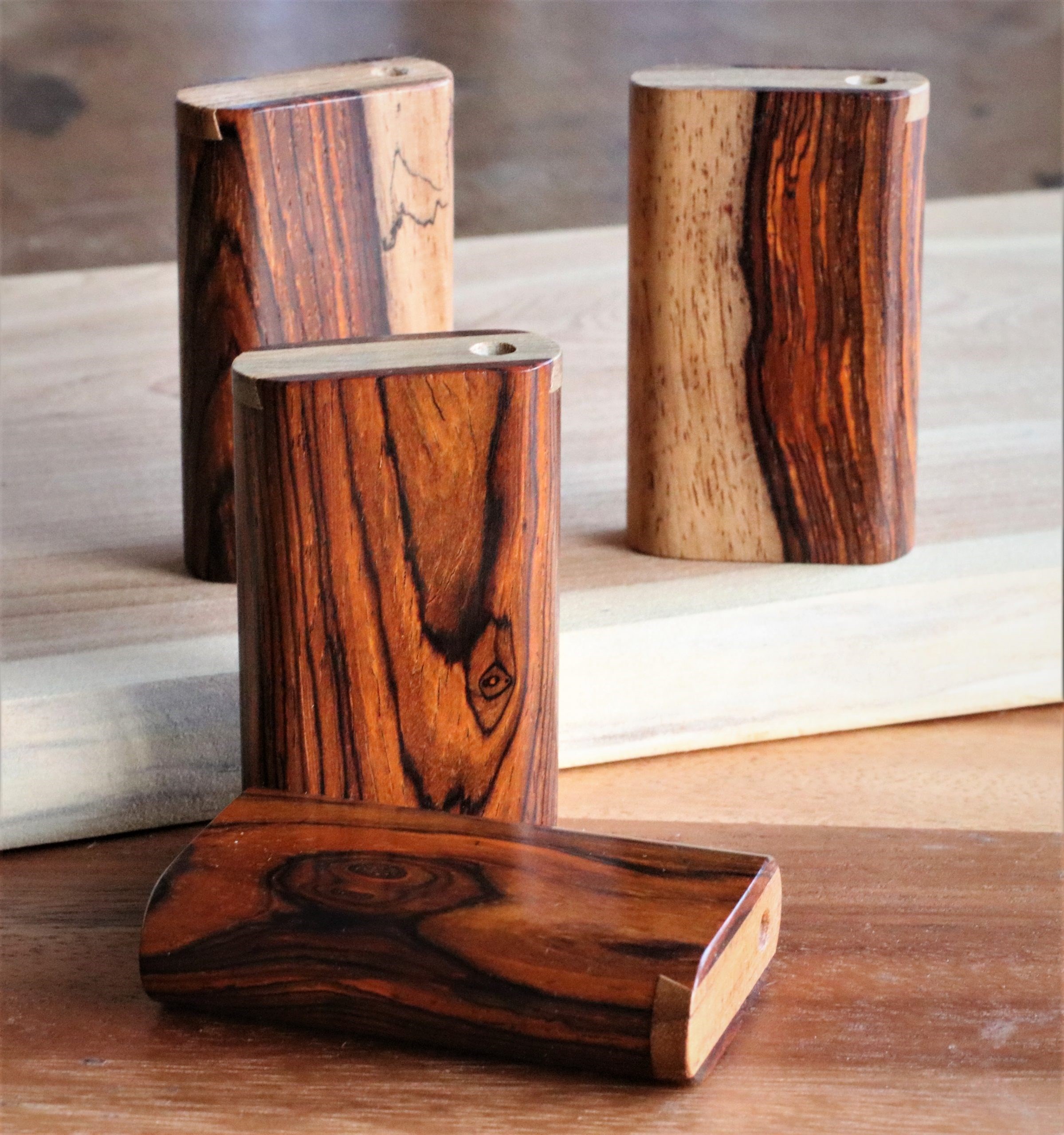 Cocobolo Wood Dugouts and One Hitters- Slider Lid-Handcrafted Functional Art