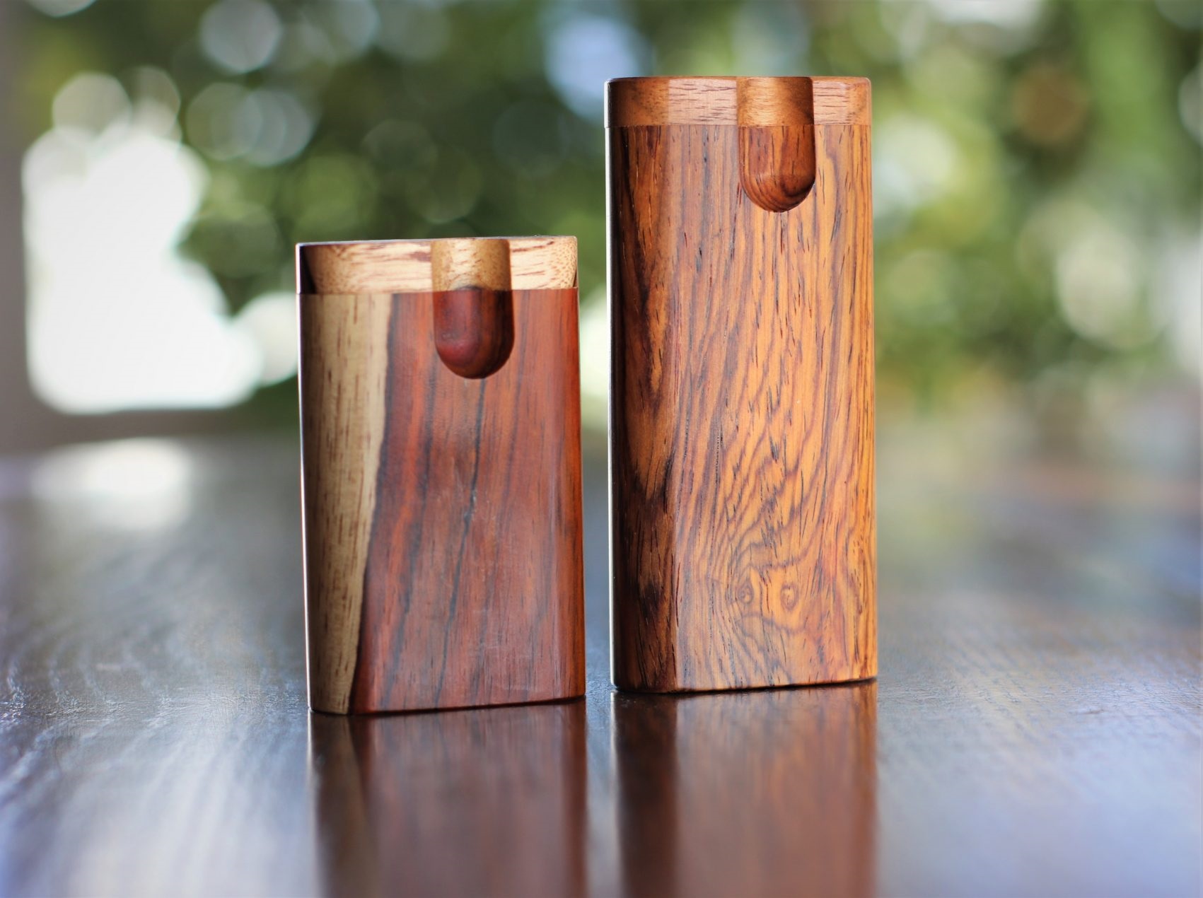 Cocobolo Swivel Lid Dugouts & One Hitter Pipes-Both 3" & 4" Available- Top Quality Exotic Wood Dugout Stash Box - Cocobolo Wood Dugouts