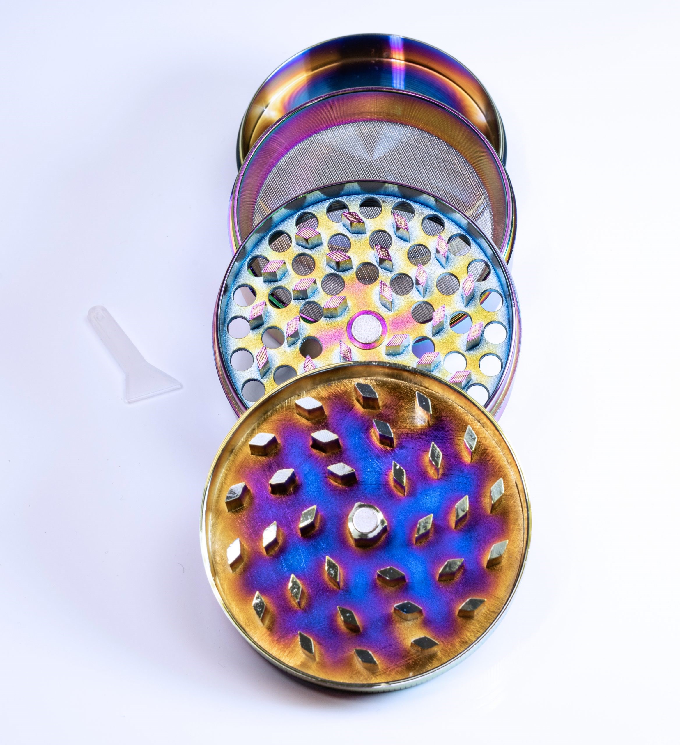 2.5" Rainbow Herb Grinder- 4 pc- Magnetic Lid