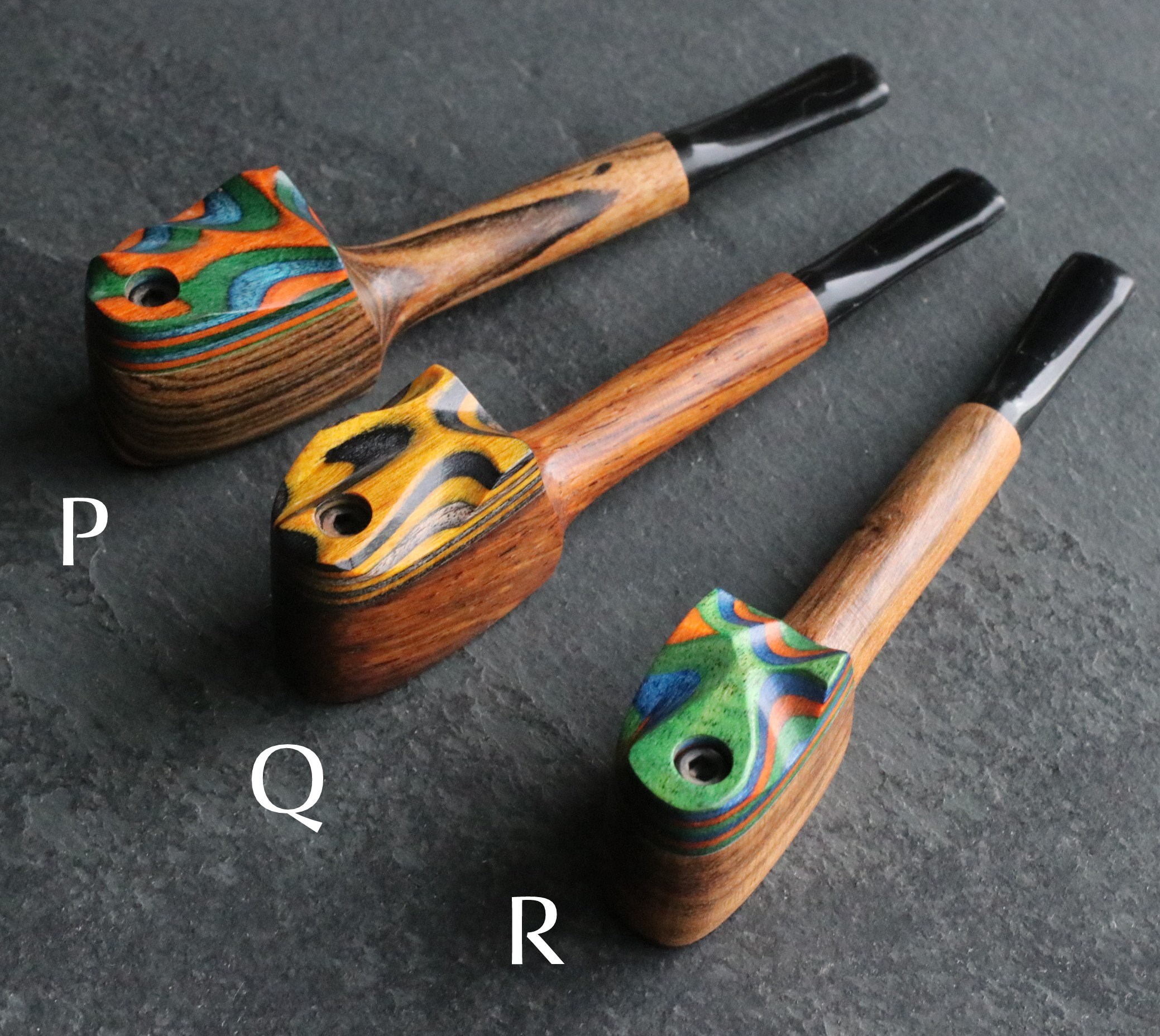 4" Swivel Lid Wood Pipe-DC1 COLOR ETCH LID-Handcrafted American Smoking Pipe - Exotic Wood Pipe