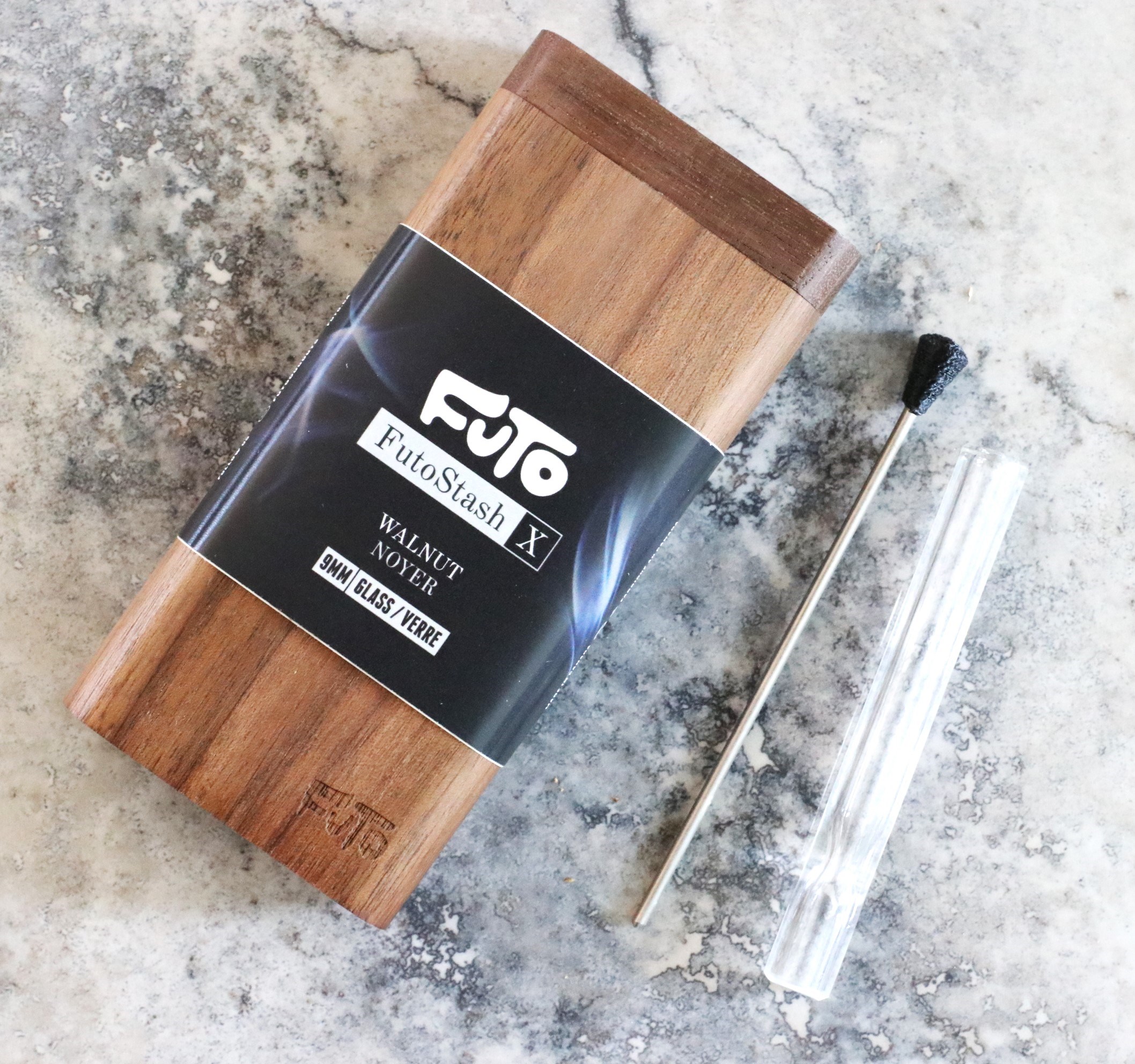 4" Walnut Wood Dugout- by Futo- Premium Stash Box with One Hitter & Stash Cleaner - Futo Walnut Dugout