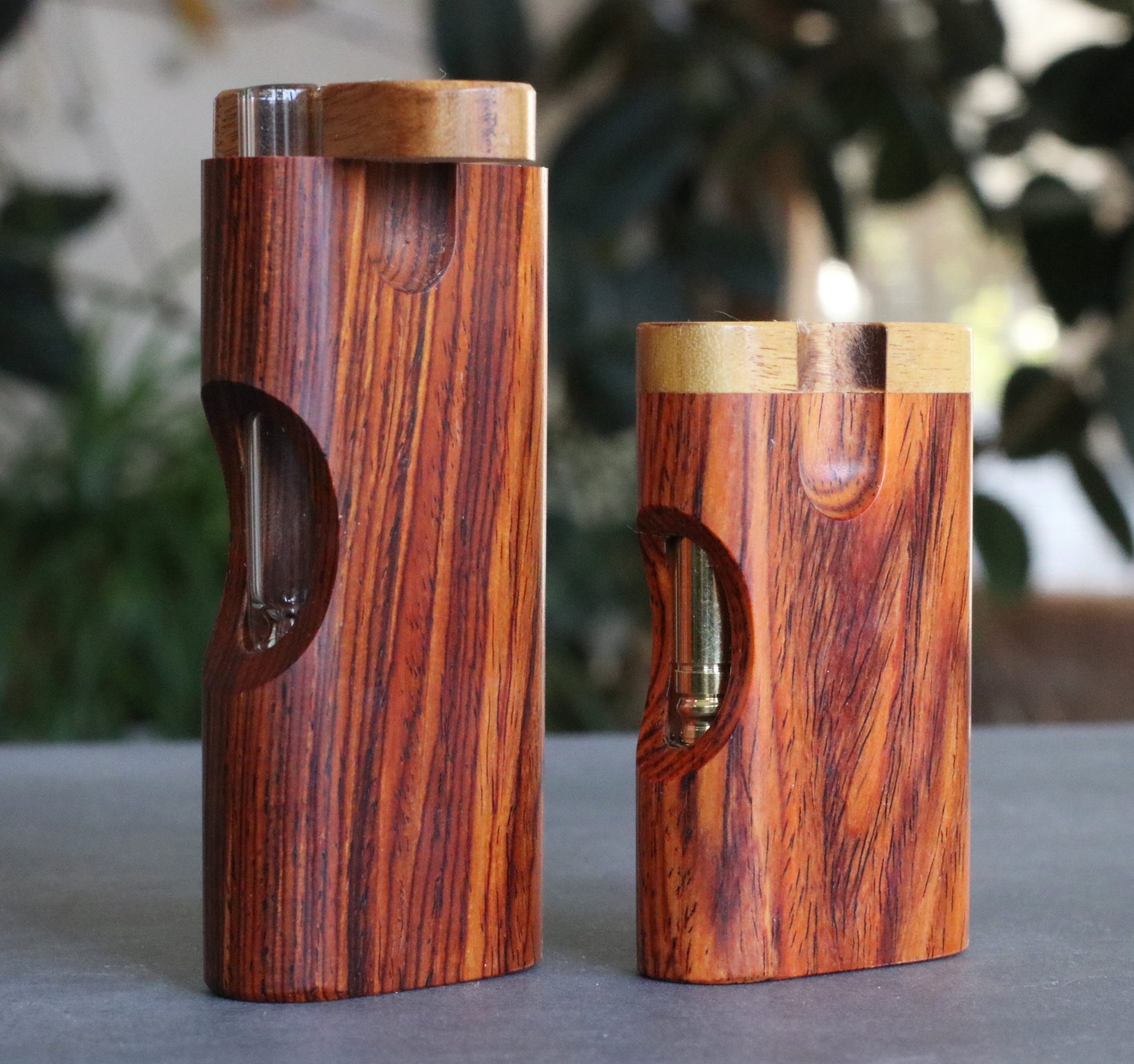 Cocobolo Cutaway Dugout with One Hitter Bat-Stylish Smoking Stash Box - Cutaway Cocobolo Dugout