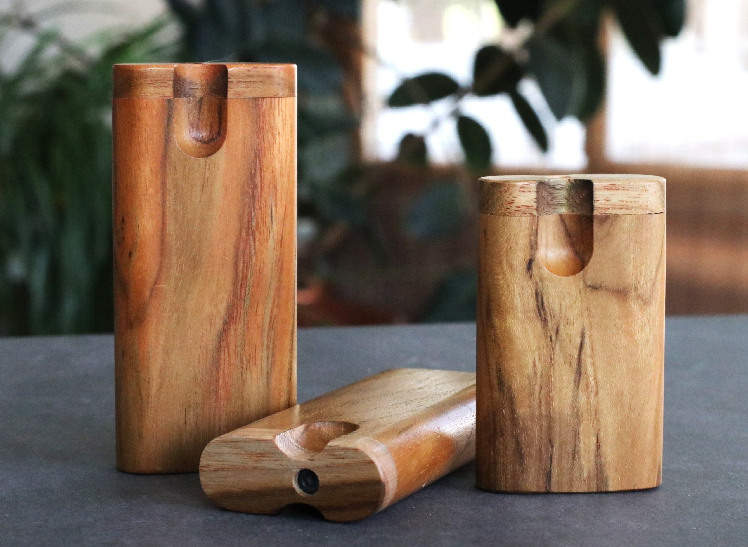 Teak Swivel Lid Dugouts with One Hitter Bats- Handcrafted Functional Art - Teak Swivel Lid Dugout