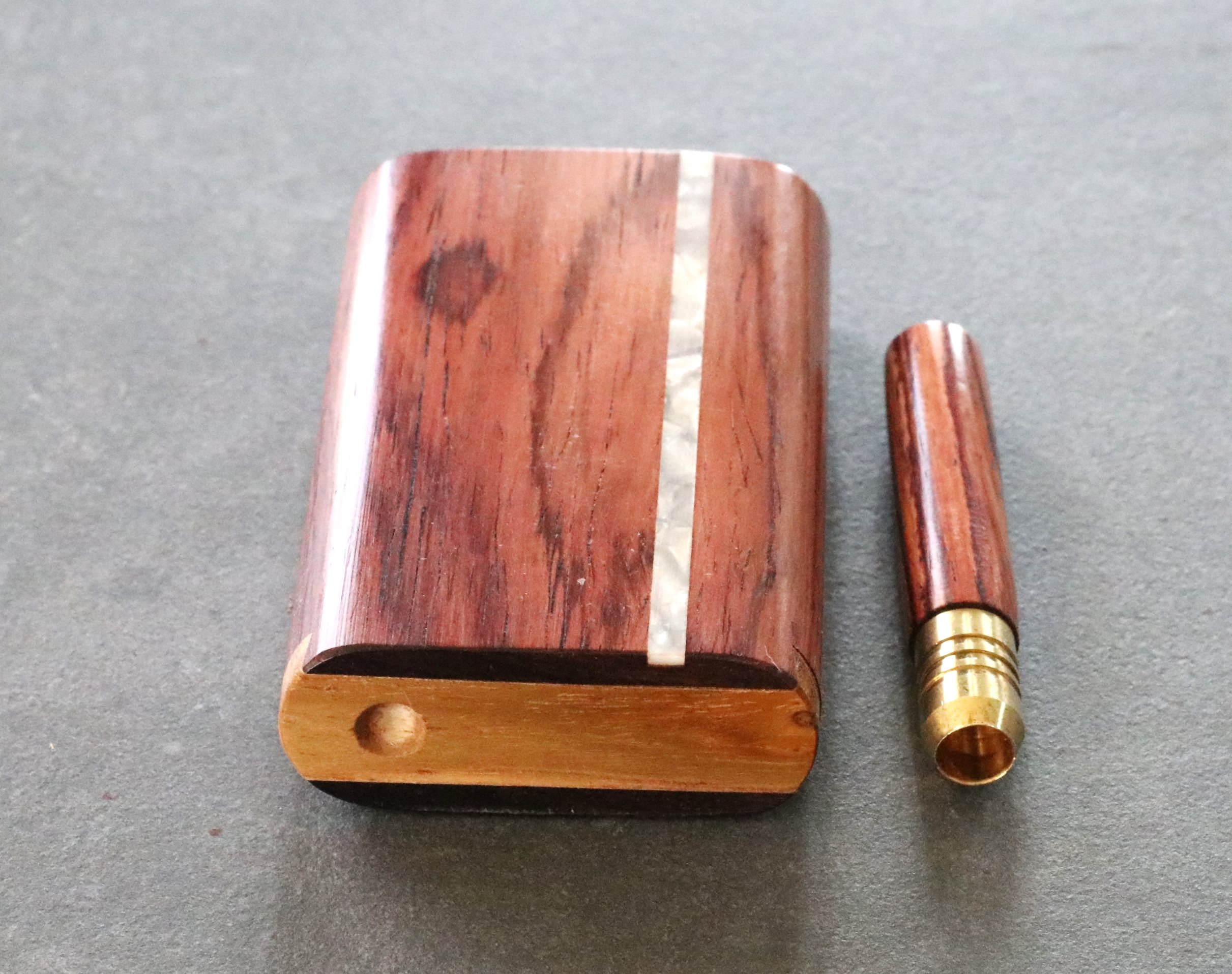Honduras Slider Lid Dugout with Pearl Inlay and Special One Hitter - Honduras Pearl inlay Dugout