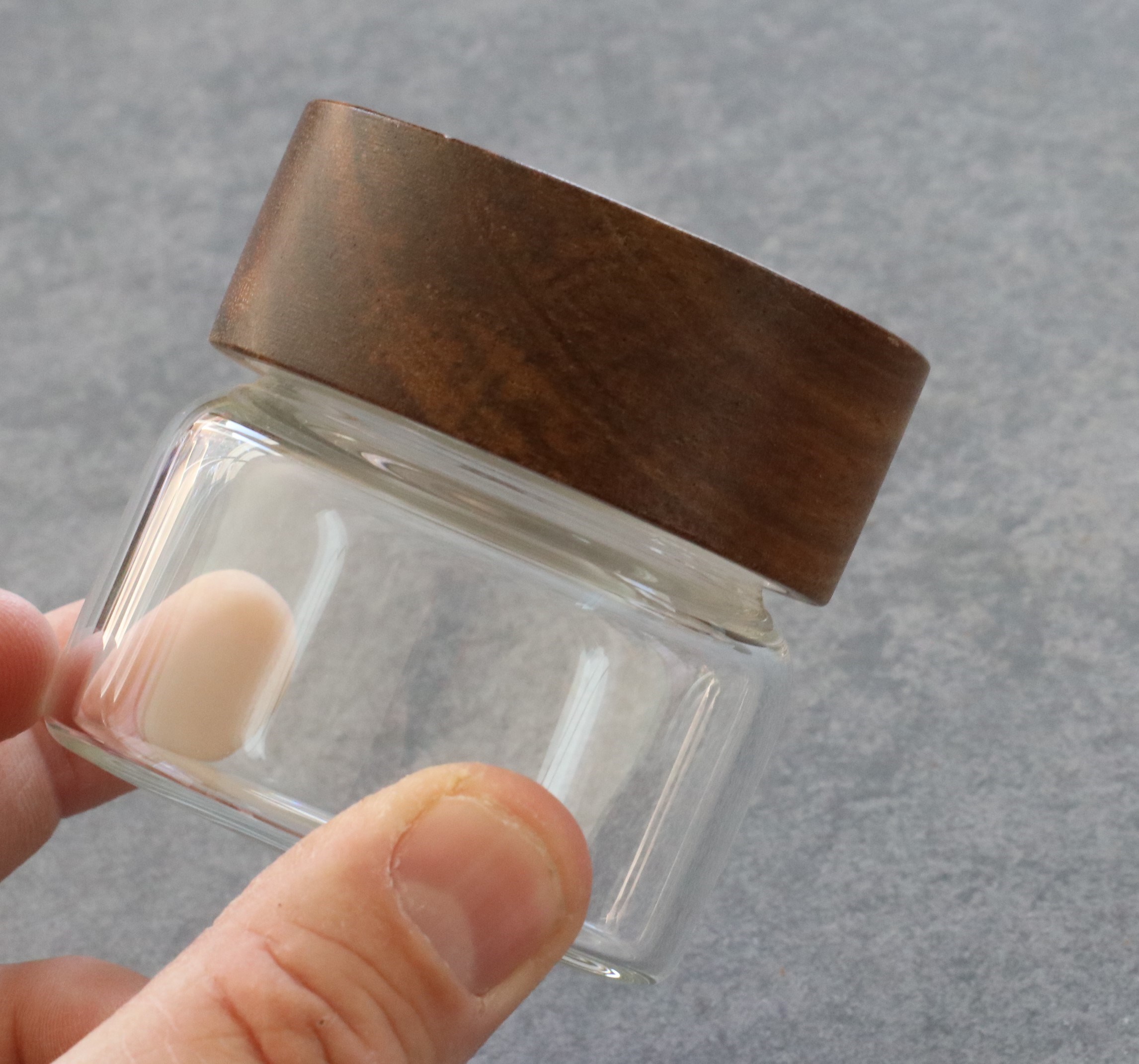 Glass Stash Jar with Bamboo Lid- Flat Top-Smell Proof Jar for Herbs & Spices