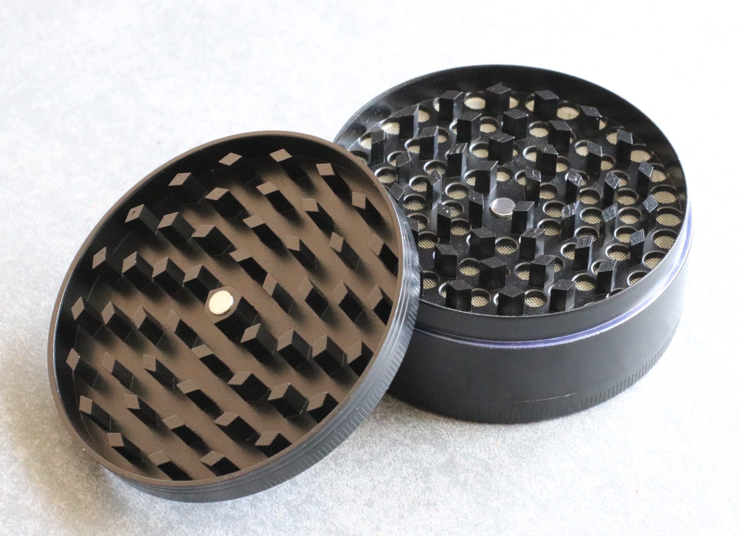 3" Professional Grade Herb Grinder- 3pc magnetic lid with screen- Top Quality-Black - Professional Herb Grinder-3 Piece Metal-Black