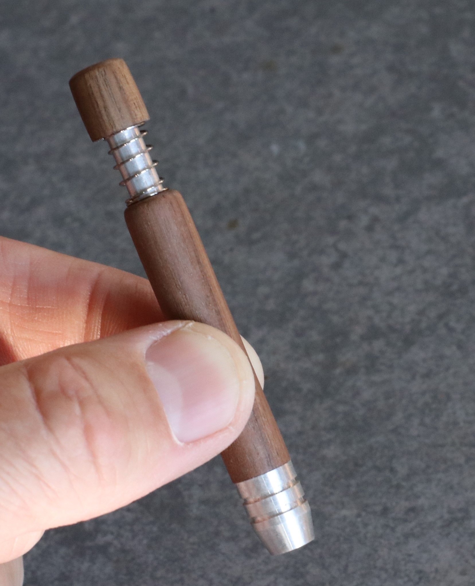 2" & 3" Spring Loaded Walnut One Hitter- Self Eject Pipe-Clean Smoking Pipe - Walnut Spring Loaded Self Eject Pipes