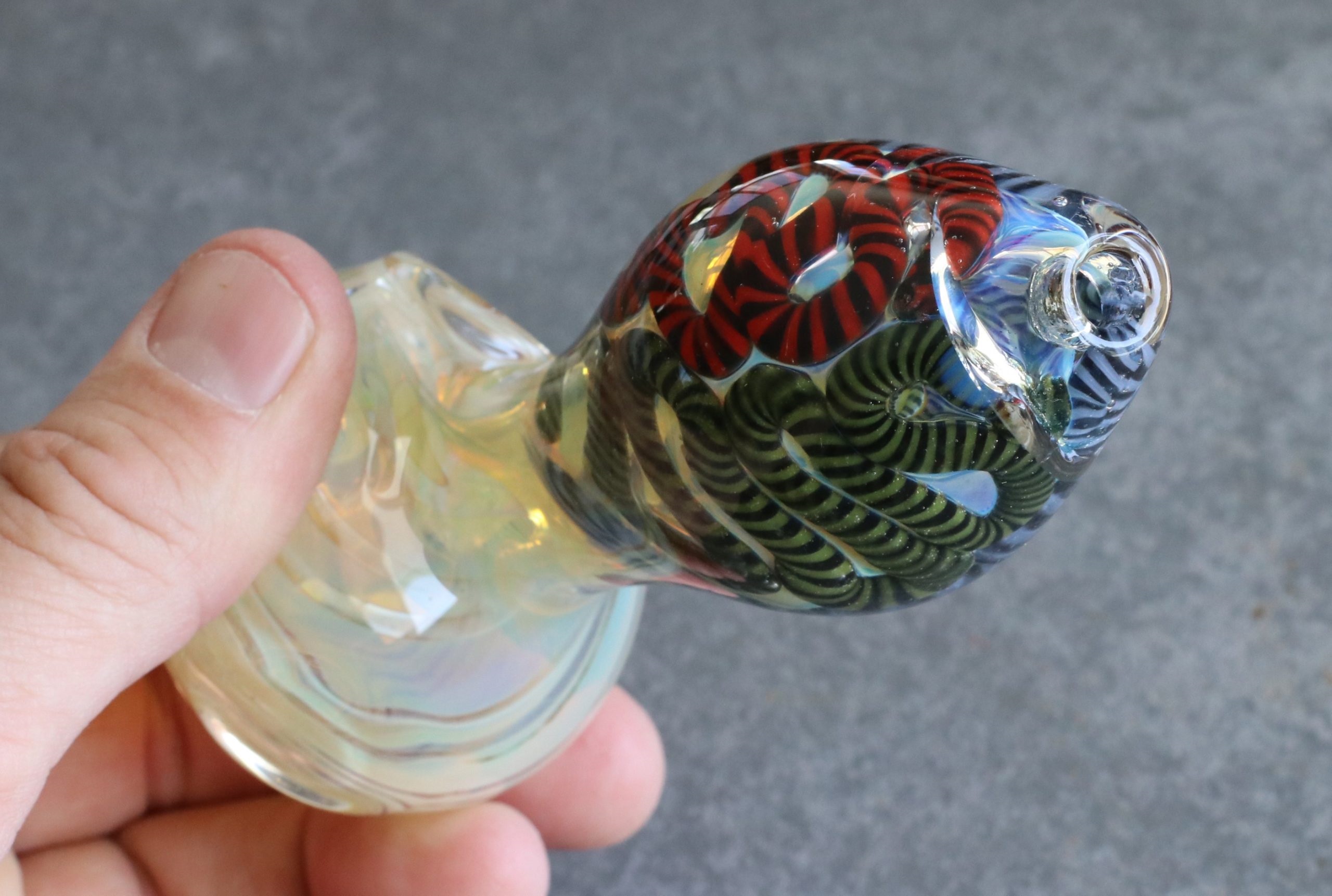 Glass Spoon Pipe-Sturdy Thick Hourglass Spoon Smoking pipe - Exotic Wood One Hitters