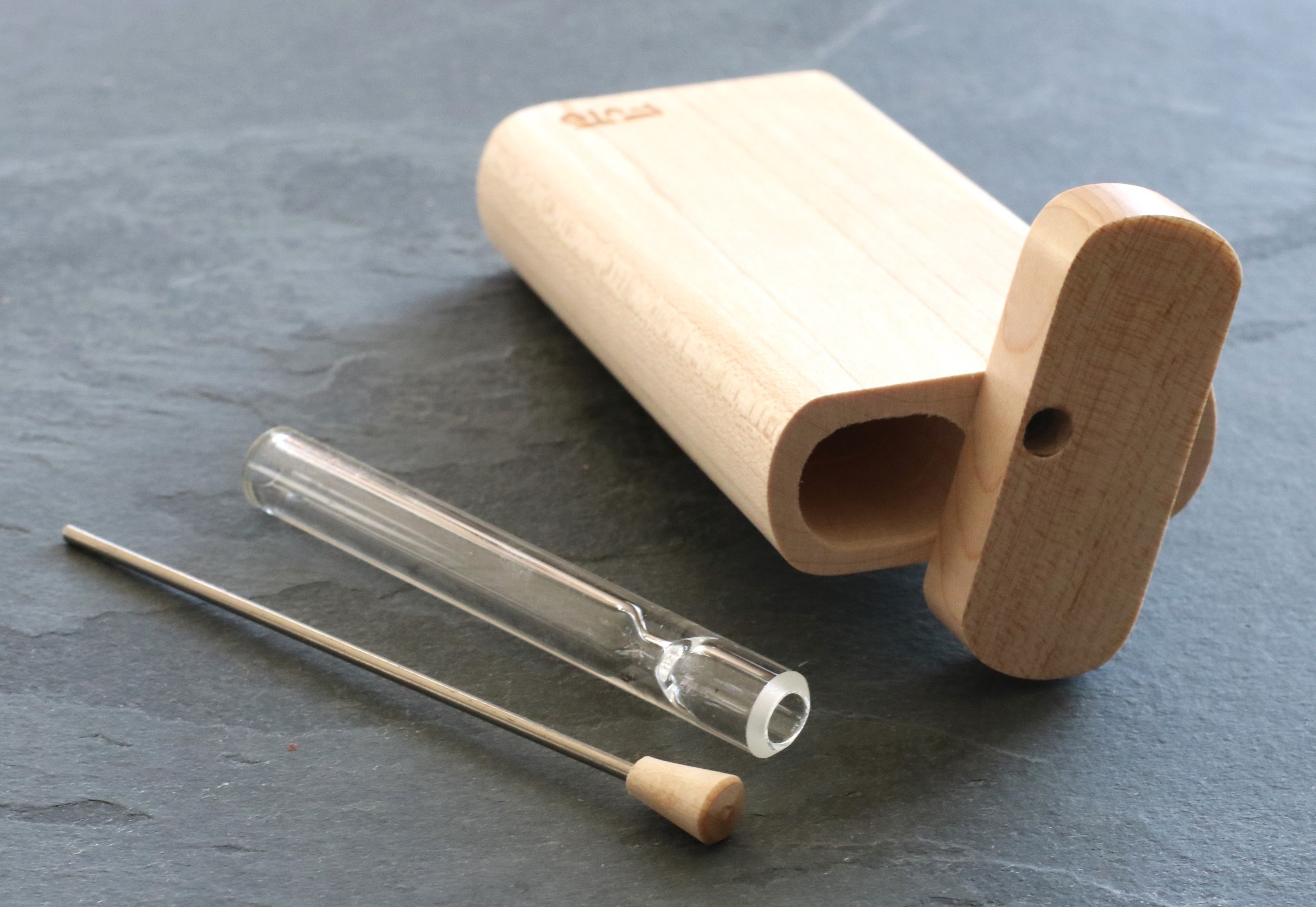 4" Maple Wood Dugout- by Futo- Premier Stash Box with One Hitter & Stash Cleaner