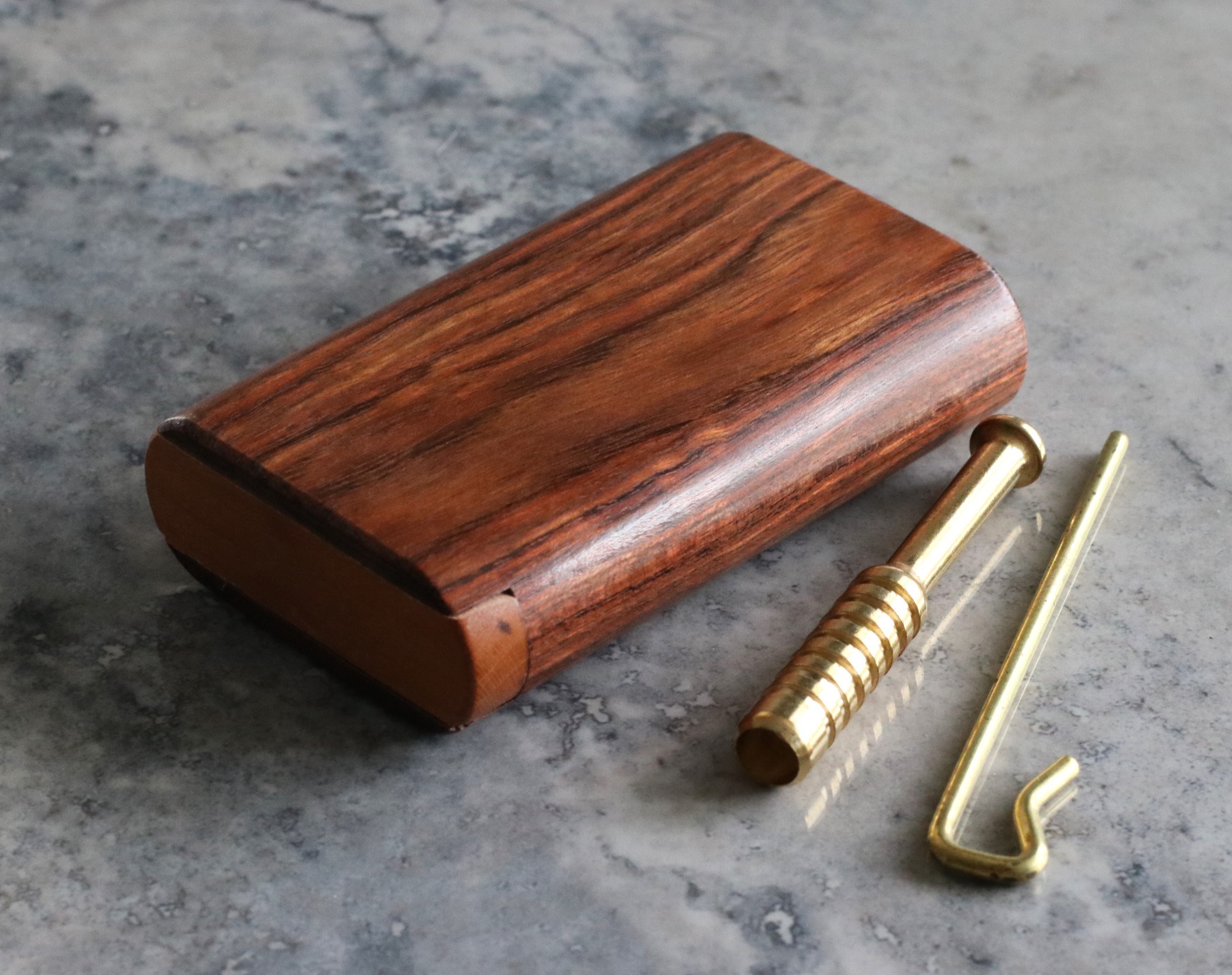 Caribbean Rosewood Dugouts & One Hitter Pipes-Snap Top Lids-American Crafted Stash Box