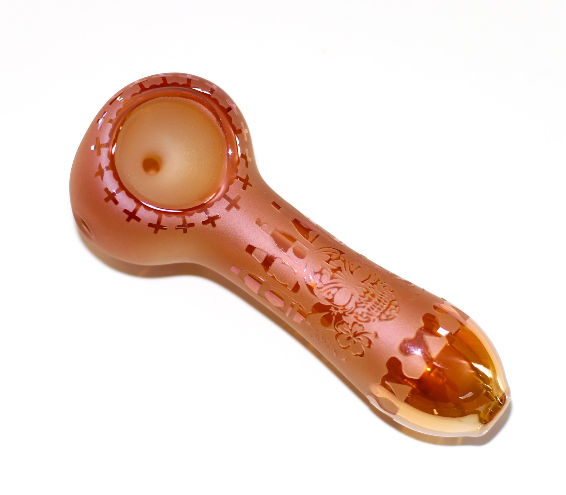 4" Glass Spoon Pipe w/colorful ceramic coating-Pink Money - 4' Glass Spoon Pipe