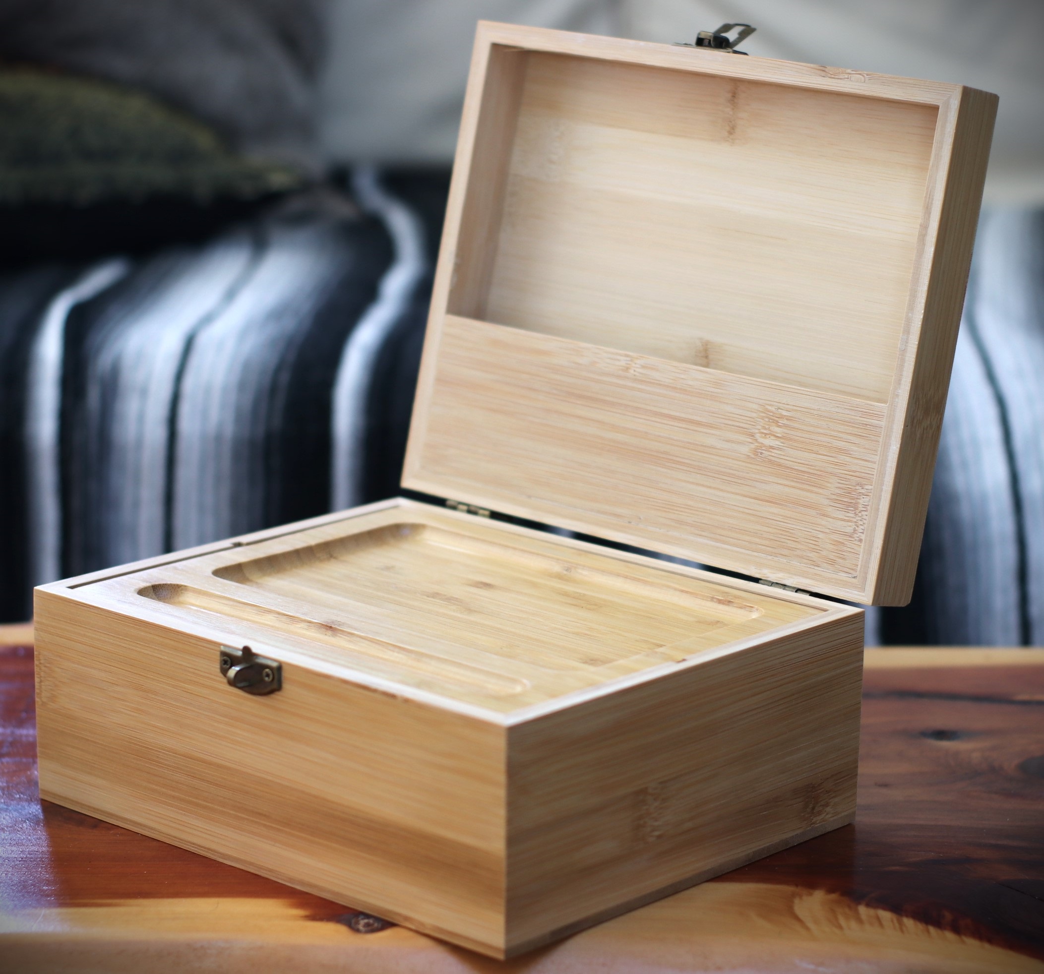Bamboo Stash Box-Treasure Box-Jewelry Box-Keep Safe-9" x 7" - Bamboo Wood Treasure Box