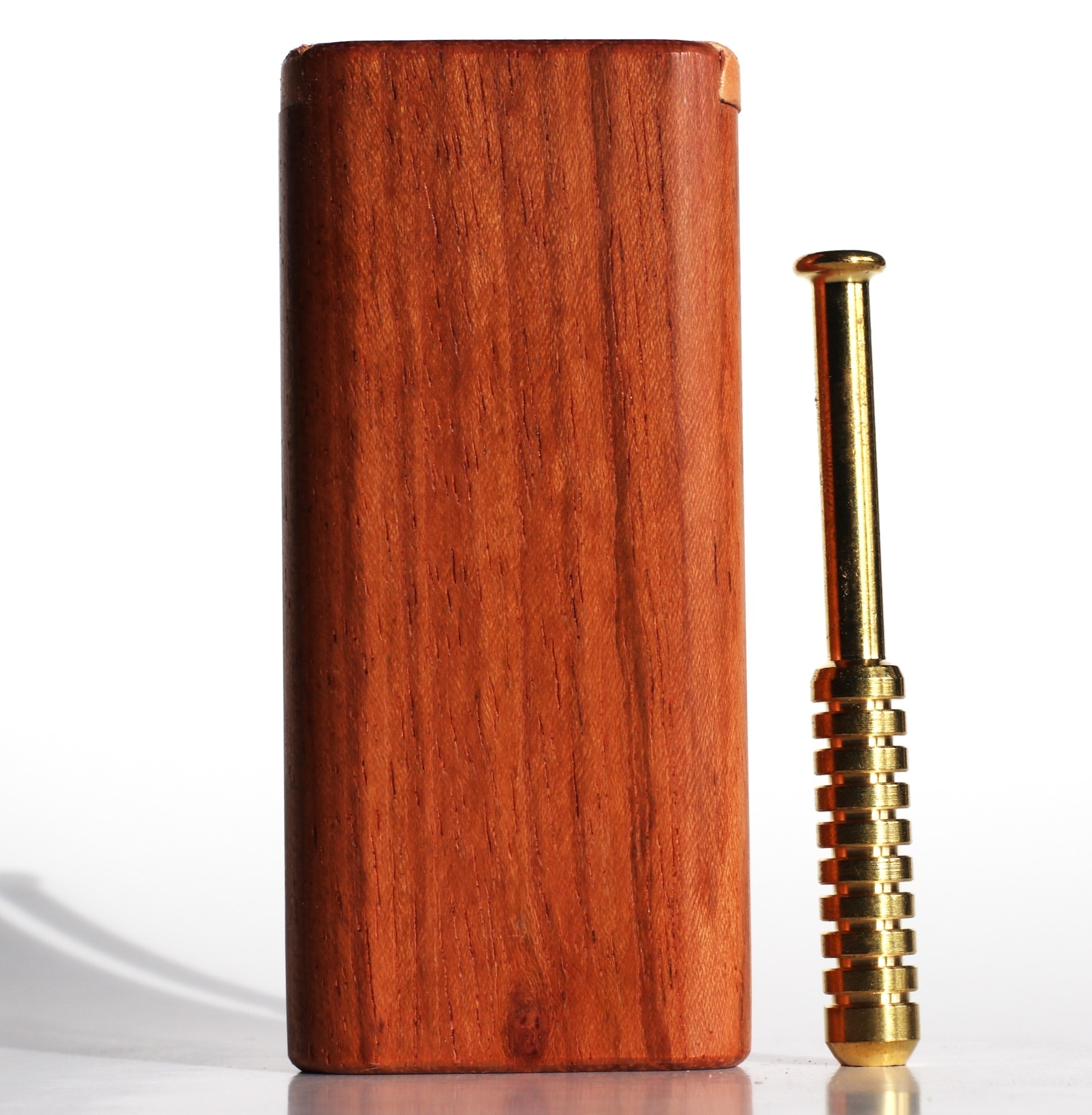 4" Brazilian Cherry Wood Slider Lid Dugouts w/ One Hitter Pipes-American Crafted Stash Boxes - Jatoba Dugout