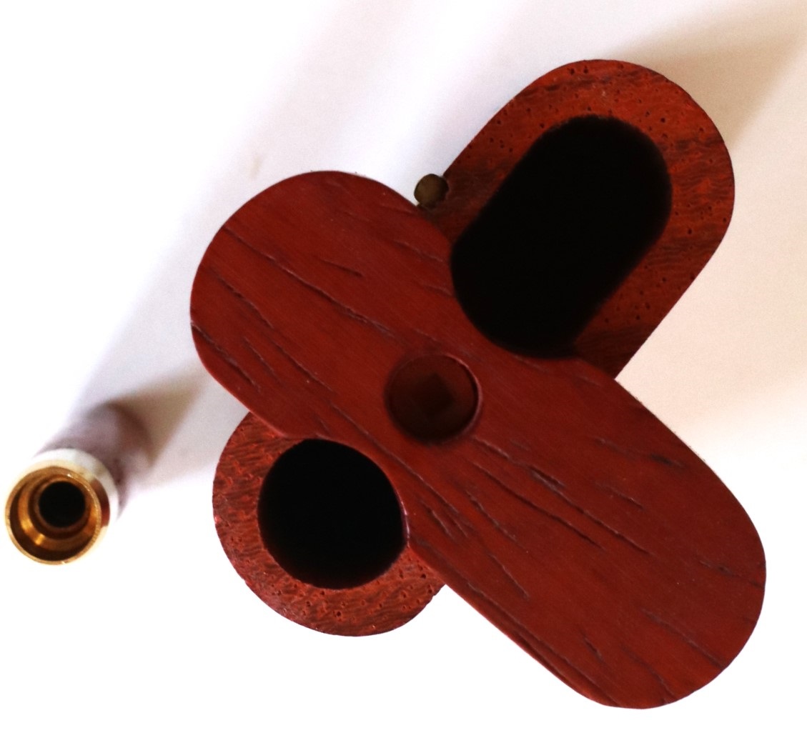 3" & 4" Red Padauk Swivel Lid Dugouts-Built in Poker & One Hitter Pipe - Padauk Dugout