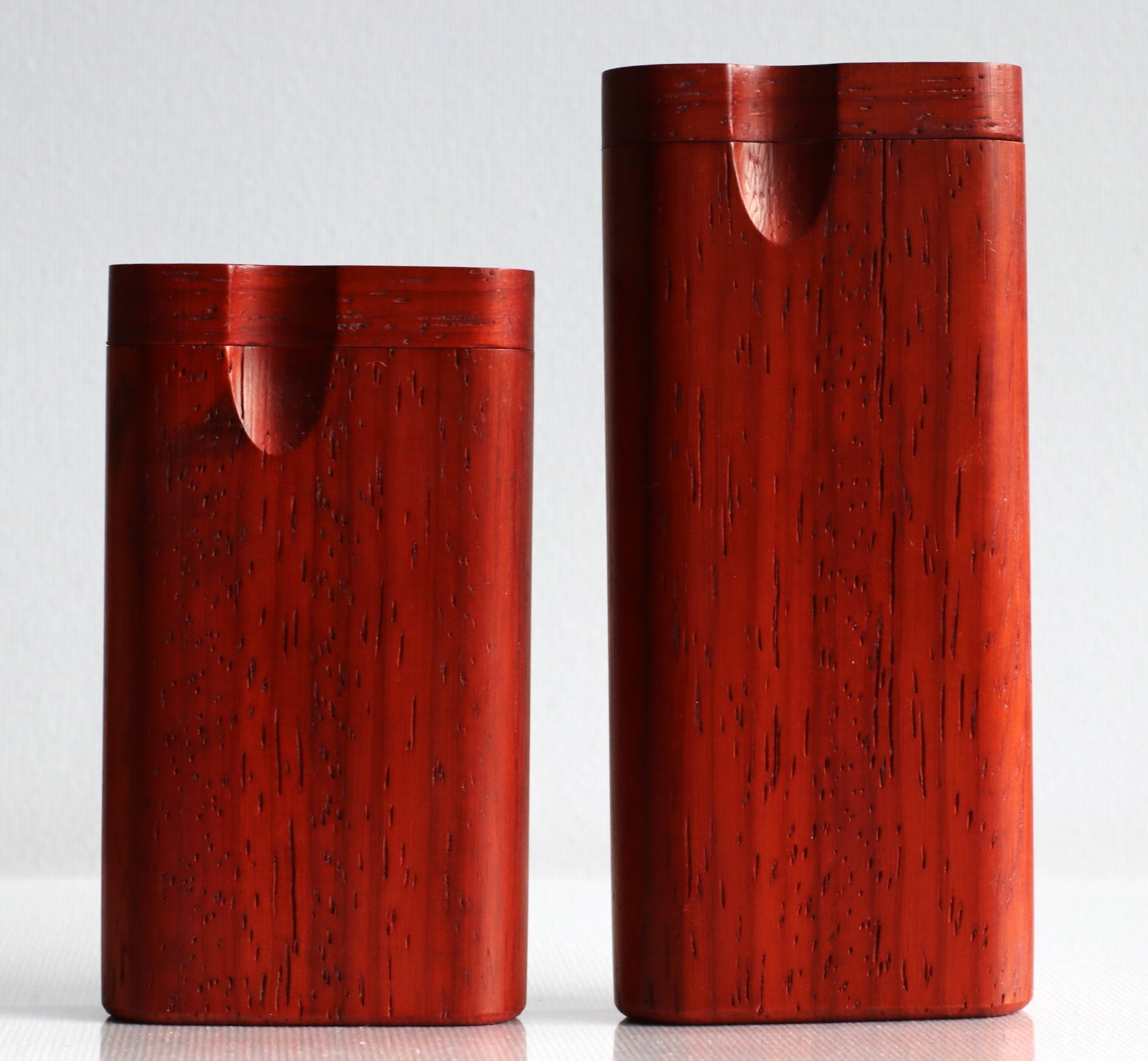 3" & 4" Padauk Spring Lock Dugouts & One hitter pipes-American Handcrafted Stash Boxes