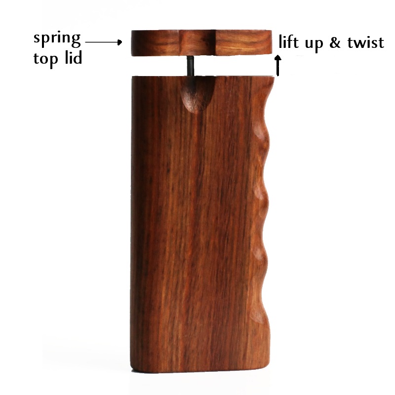 4" Rosewood Spring Lock Dugout & One hitter pipe-Handlebar Grip- American Handcrafted Stash Boxes
