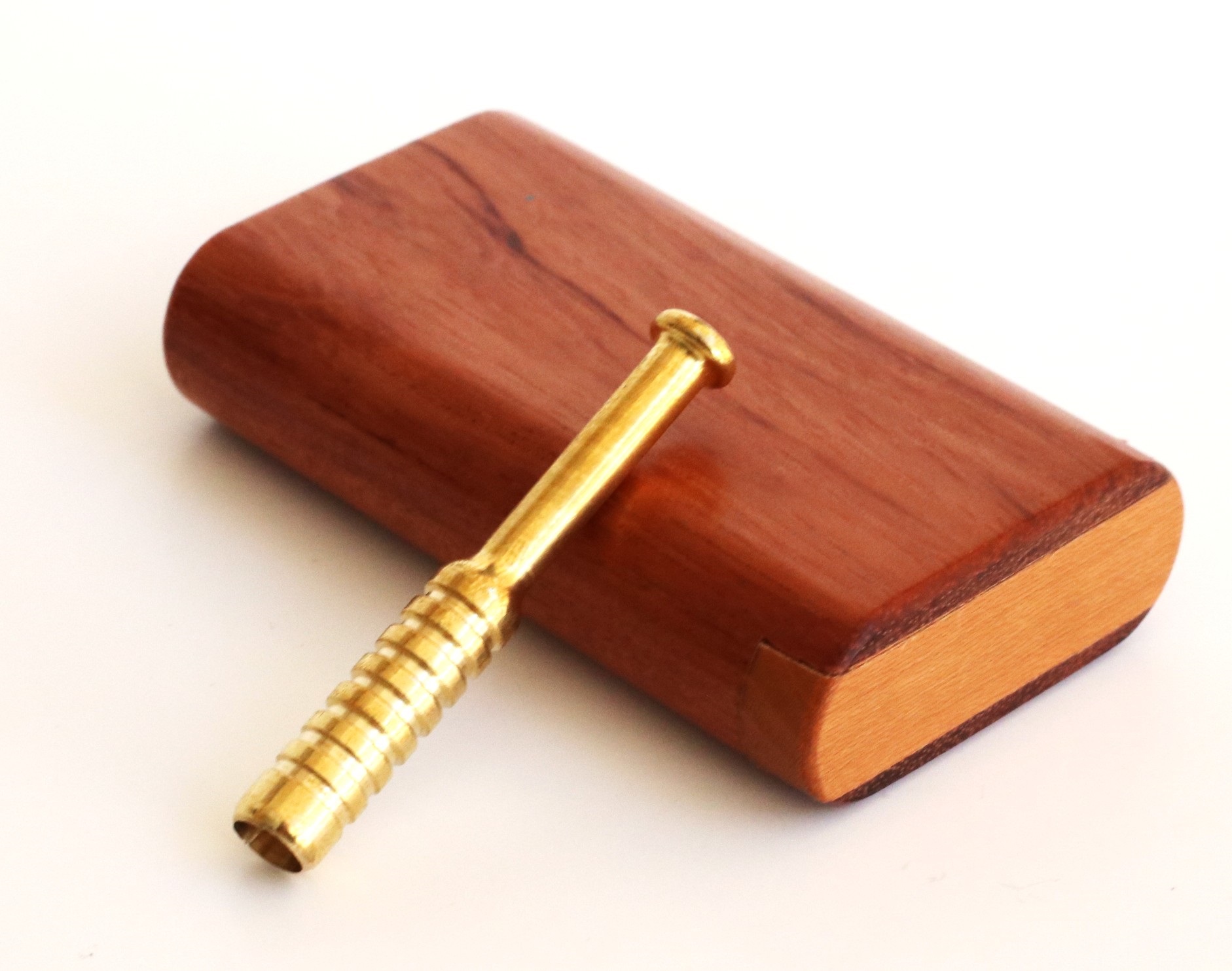 3" Snap Lock Dugout & One Hitter Pipe-Brazilian Cherry-American Crafted Exotic Wood Stash Box