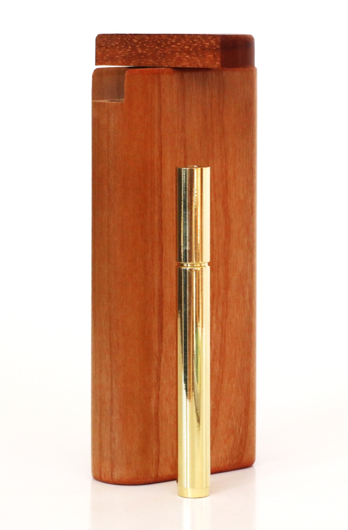 4" Brazilian Cherry Wood Dugouts & One Hitter Pipes-Snap Top Lids-American Crafted Stash Box
