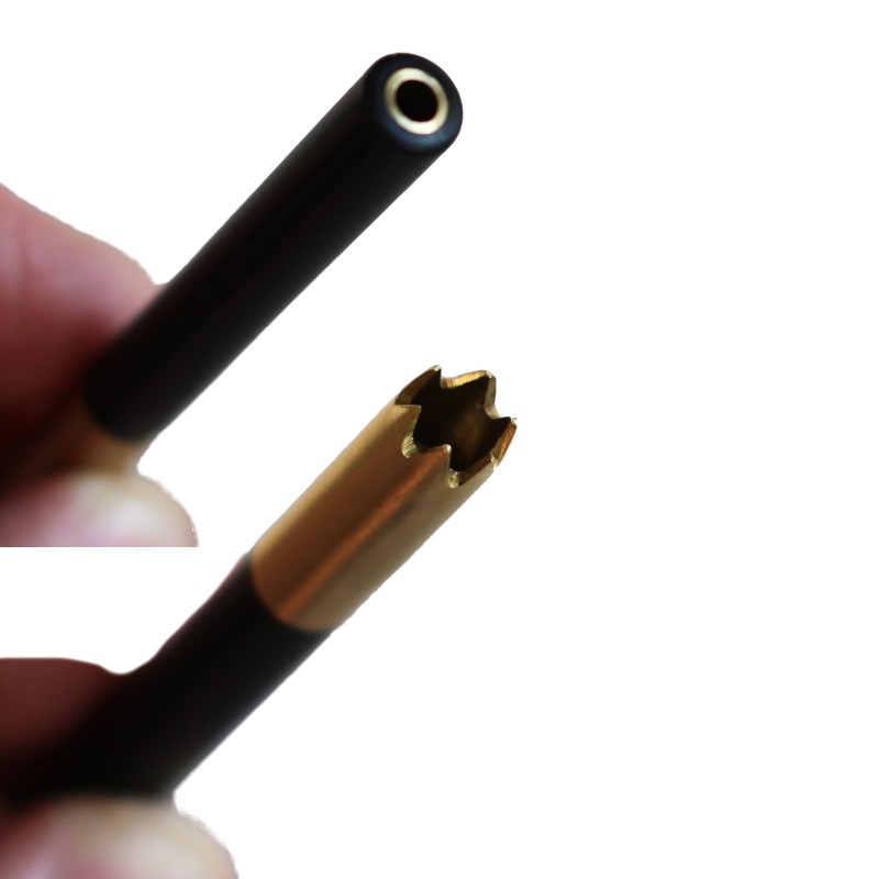 3" Grinder Tip Brass Pipes designed for 4" dugouts-Brass Tube/Wood Cover/Brass Poker included - Brass Grinder Tip Pipe