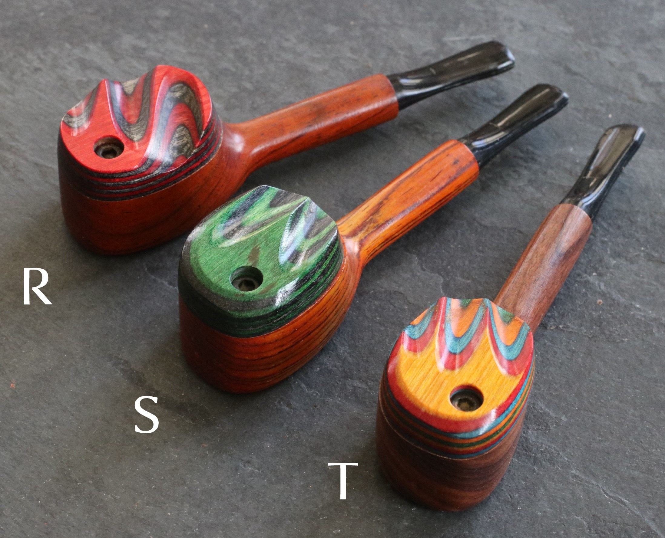 4" Swivel Lid Wood Pipe-DC2 COLOR ETCH LID-Handcrafted American Smoking Pipe - Exotic Wood Swivel Lid Pipes