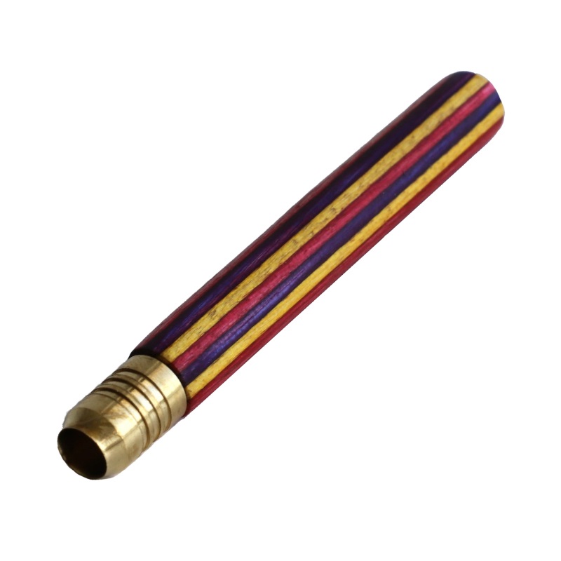 3" Colorful Rainbow Wood Pipes with Brass Bowl-Handcrafted Wood Smoking Pipes