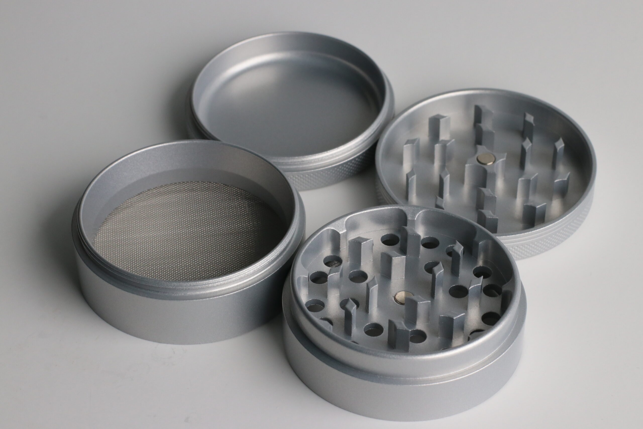 PRO 420 Ceramic Herb Grinder- 63mm Diameter-4 Piece Professional Herb & Marijuana Grinder-Silver