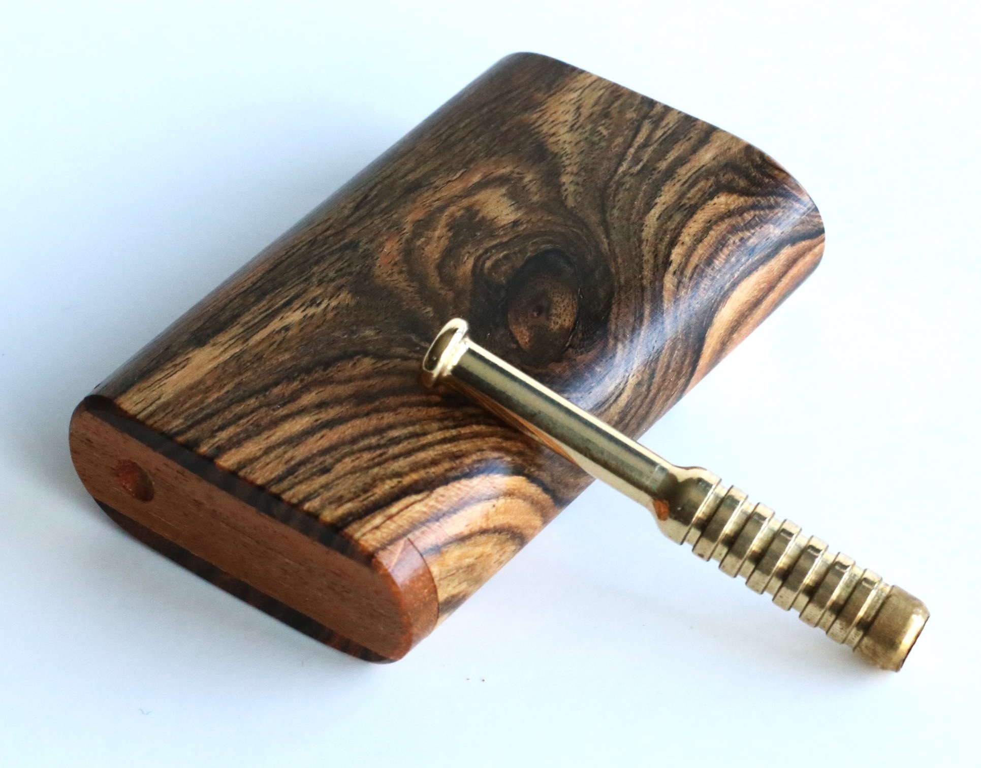 Bocote Wood Dugout & Brass one hitter pipe - Bocote Slider Lid Dugout