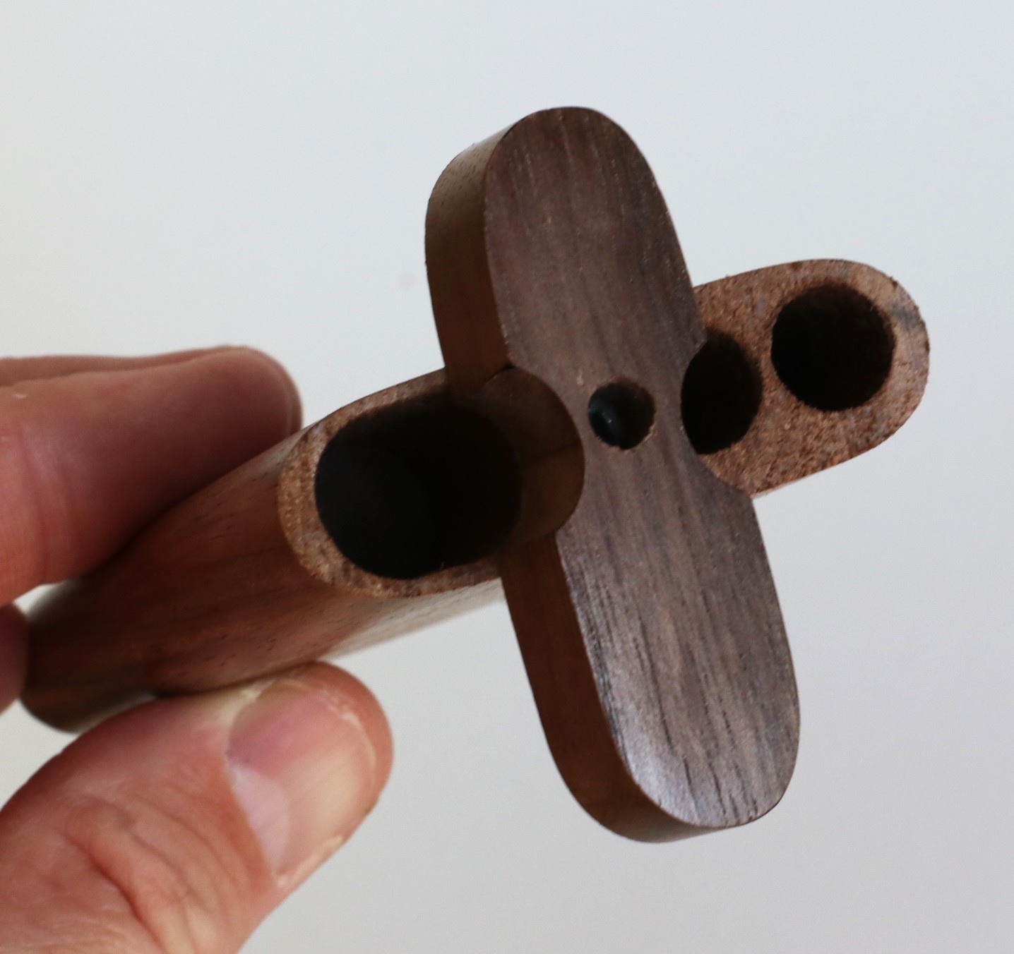 4" Walnut Double Hitter Dugout & Glass Pipe-American Crafted Dugout - Walnut Swivel Lid Dugout