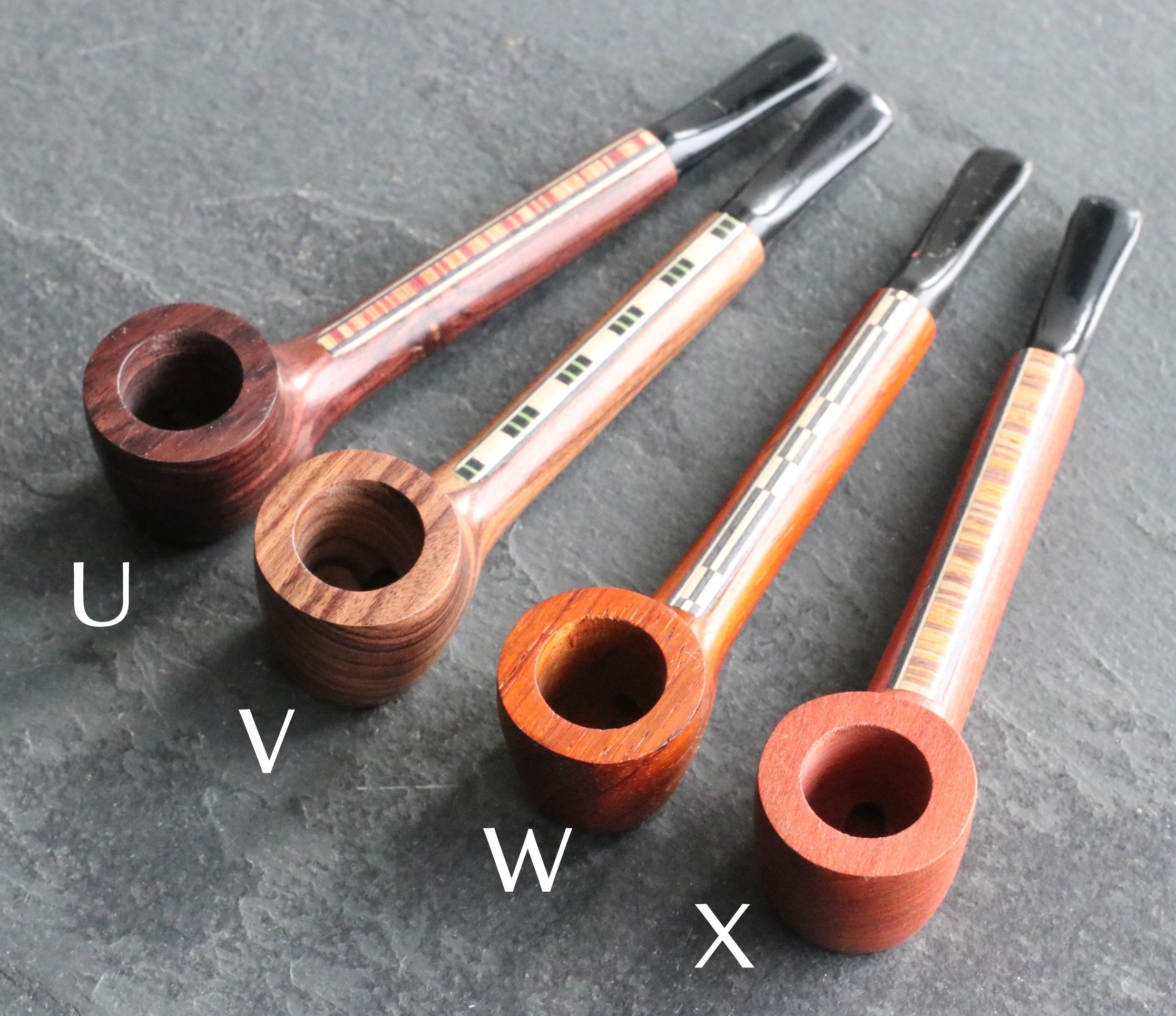 4.5" Wood Pipe- L55 THE WARRIOR- Exotic Wood with Inlayed Stem- Perfect Smoker's Gift