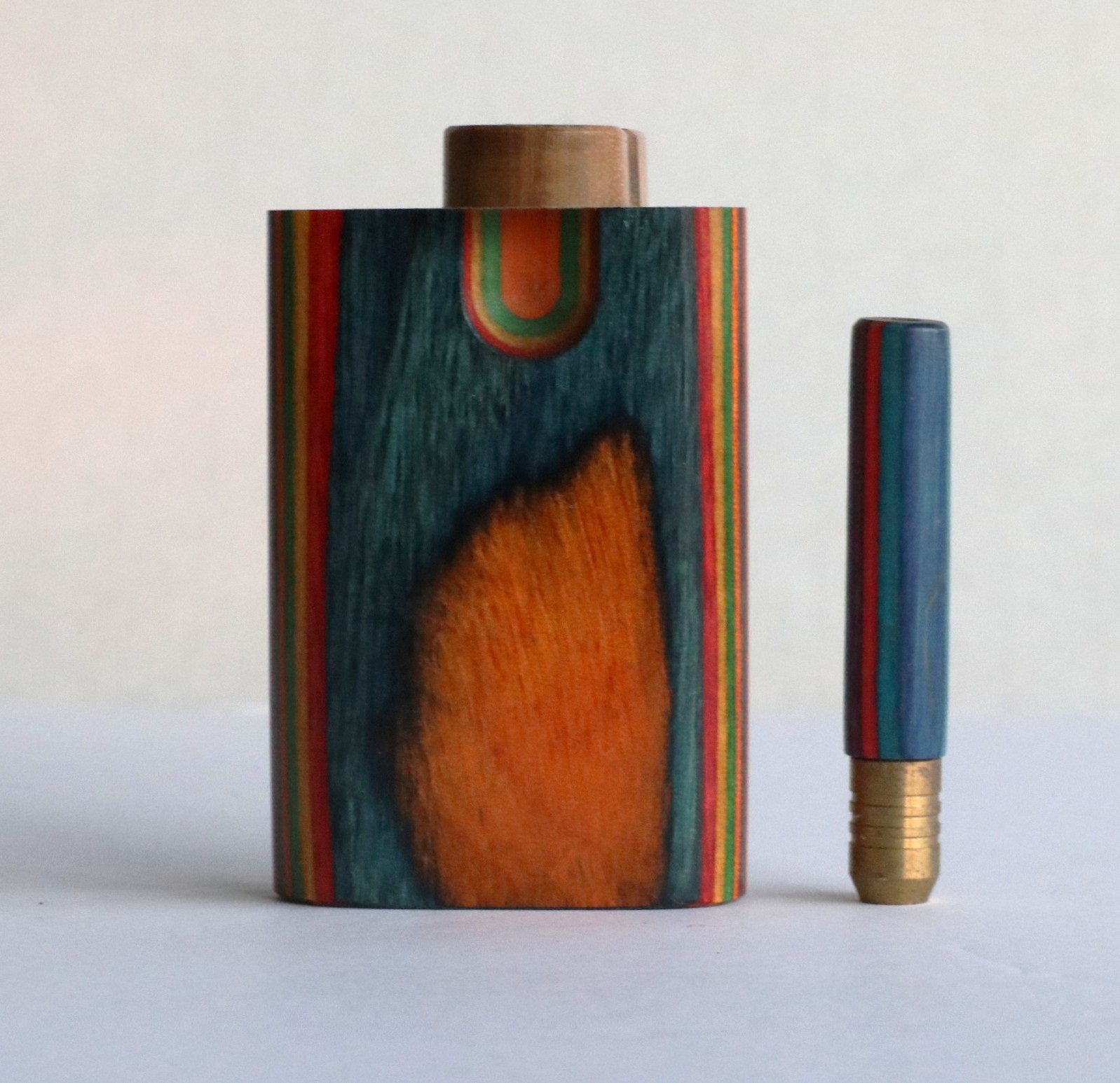 3" Swivel Lid Diamond Wood Dugouts & One Hitter Pipes-Colorful Small Stash Box