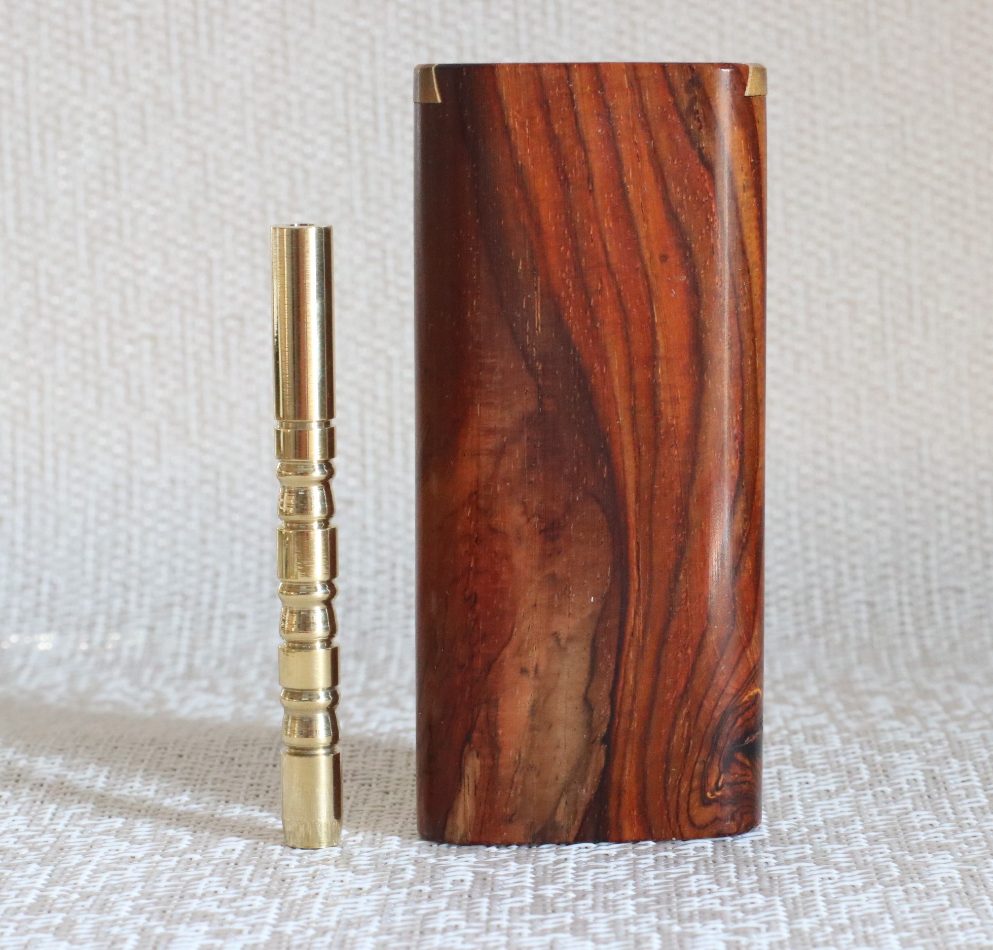 Cocobolo Slider Lid Dugout & One Hitter-Classy Handcrafted American Stash Box